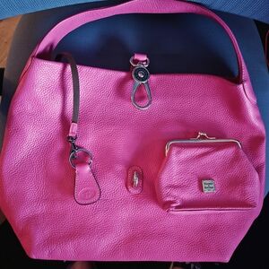 Dooney & Bourke Pink Leather Women's Hobo Bag And Matching Change Purse!!